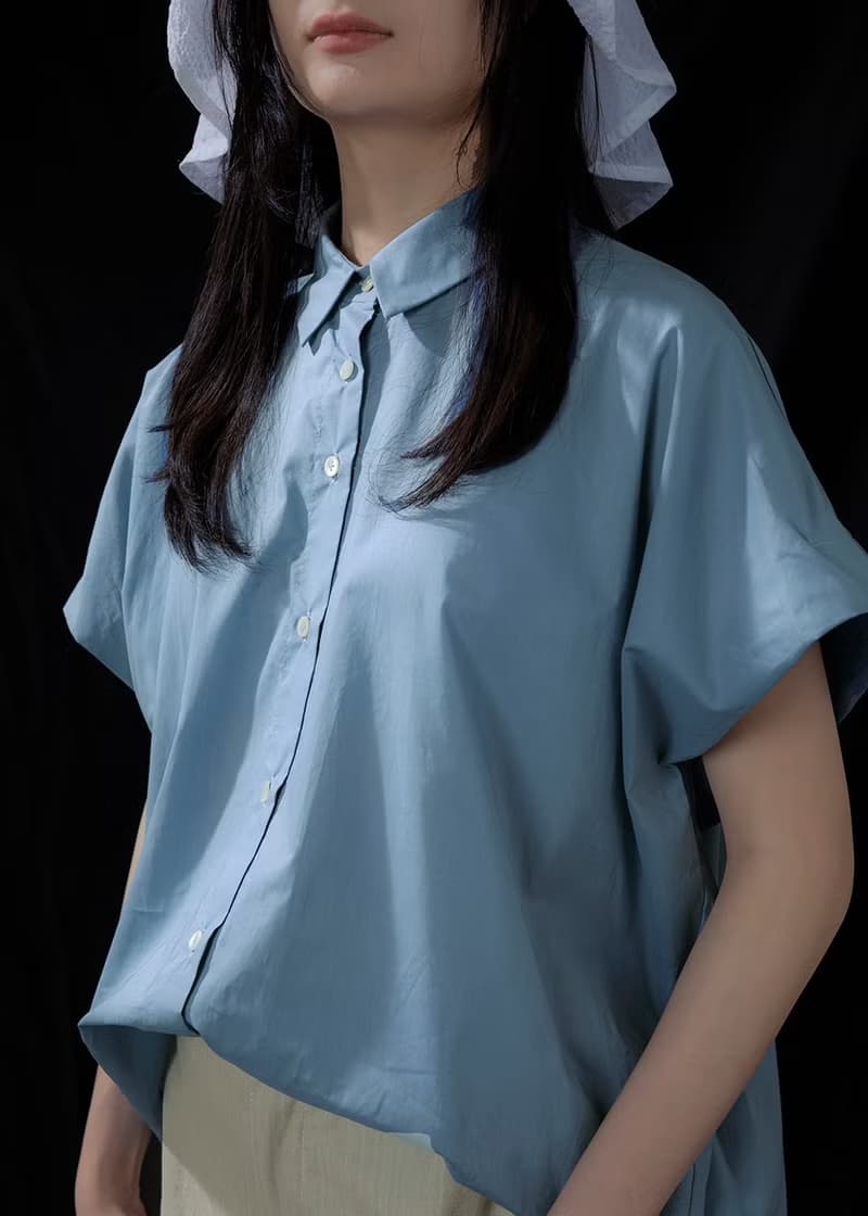 寬肩小蓋袖襯衫