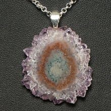 Amethyst Stalactite Slice Purple Lilac Lavender Violet Druse Pendant Necklace