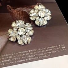 vintage jewelry WARNER 古董炫目透萊茵花卉 夾式耳環