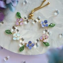 雨の雫と紫陽花のブレスレット