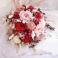 粉紅玫瑰捧花 乾燥花 不凋花 捧花 結婚 新年 胸花 婚禮小物 婚禮
