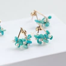 14kgf- sleeping beauty turquoise petit pierced earrings