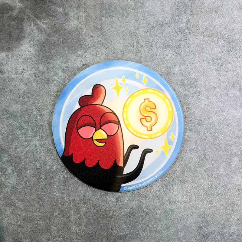 Funny Three Chickens 放3雞 | 陶瓷吸水杯墊 - 錢來款