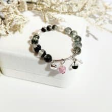 氣質清新-天然聚寶盆綠幽靈/白珍珠水晶手鍊