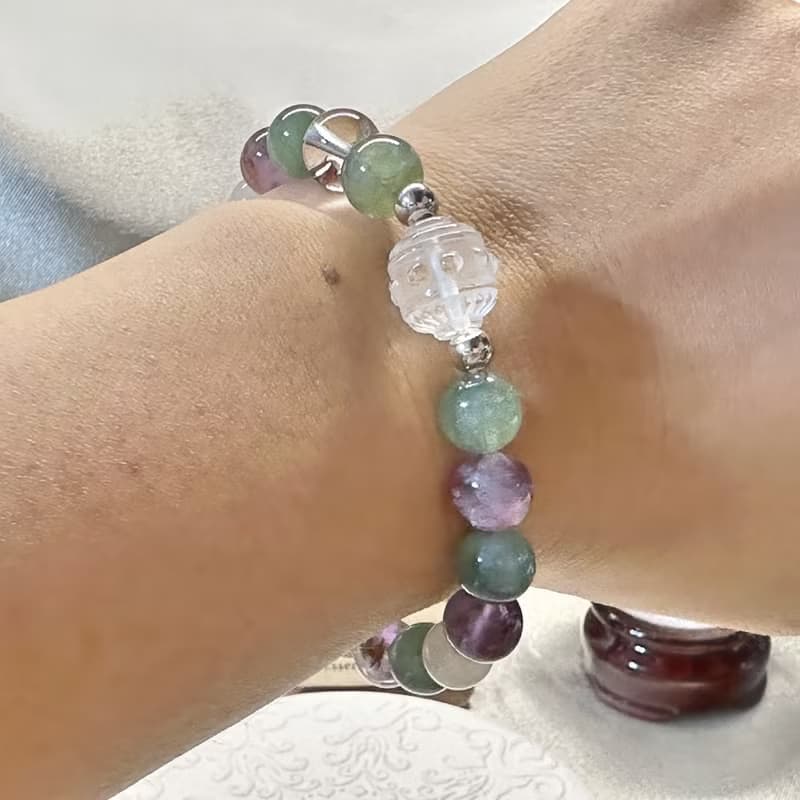 靈澈之境 白水晶・綠磷灰・紫幽靈・白髮晶・925純銀手鍊