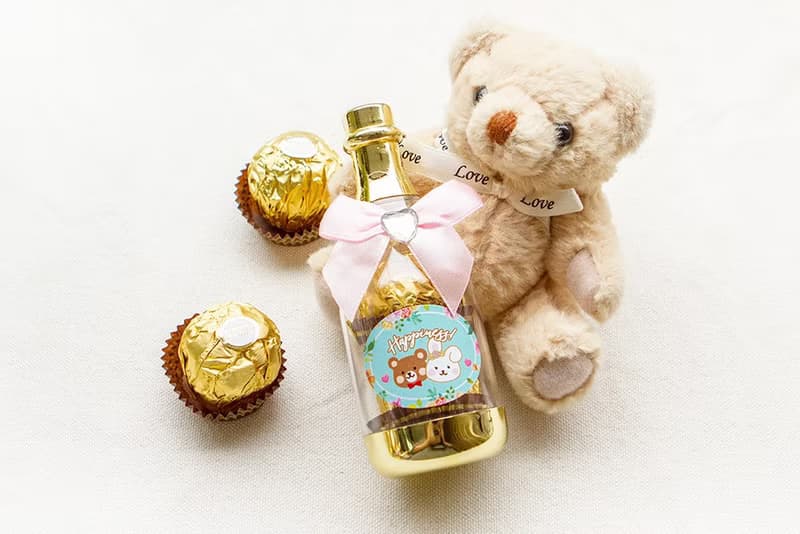 奇奇妮妮幸福氛圍香檳糖果瓶(金莎2顆入)-滿百份免費印名字  療癒