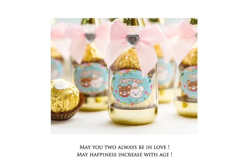 奇奇妮妮幸福氛圍香檳糖果瓶(金莎2顆入)-滿百份免費印名字  療癒
