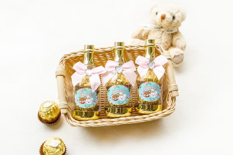 奇奇妮妮幸福氛圍香檳糖果瓶(金莎2顆入)-滿百份免費印名字  療癒