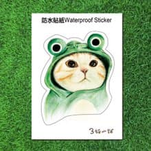 3貓小舖~青蛙貓-大型防水貼紙