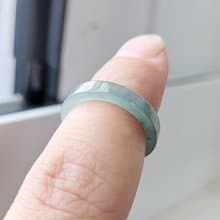 【親翠】天然翡翠 瓜地馬拉 高冰飄花方戒手指鐲6號戒圈