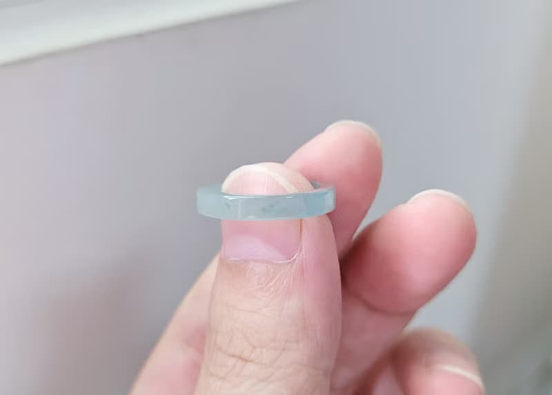 【親翠】天然翡翠 瓜地馬拉 高冰飄花方戒手指鐲6號戒圈