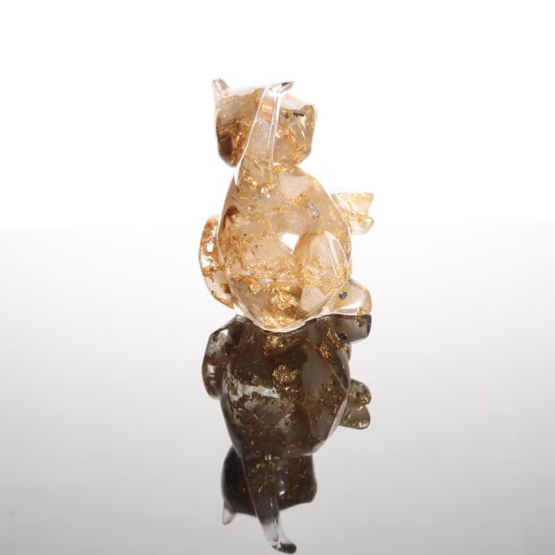 【情人節禮物】寶石金箔鈦晶招財貓擺飾-財位開運療癒祝福幸運