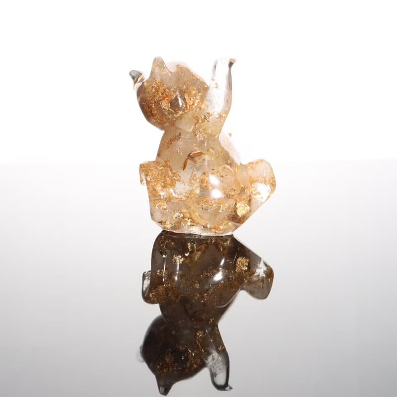 【情人節禮物】寶石金箔鈦晶招財貓擺飾-財位開運療癒祝福幸運