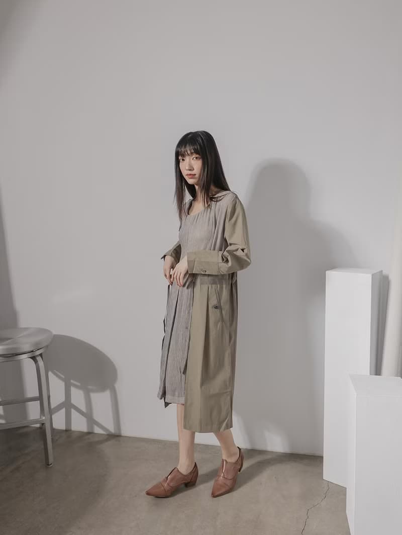 supportingrole A+ 真皮復古開口微尖頭拼接樂福鞋 咖啡