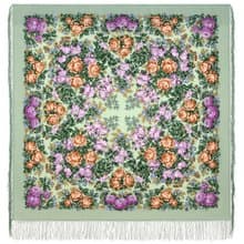 Pavlovo Posad Russian Shawl 100% Wool Scarf 125x125 cm Wrap Silk Fringe 2021-9