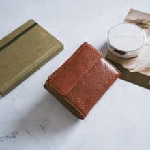 【禮盒】真皮中性文青短夾 X0133 紅棕V