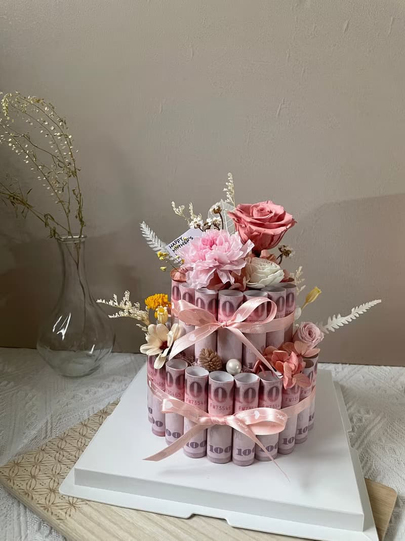 超美永生花有錢花蛋糕