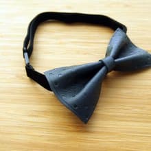 手工制作 藍色植鞣皮制 波點領結