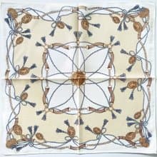 Fendi Vintage Scarf – Classic Rope, Tassel & Gold Medallions 20 x 19.5 inches