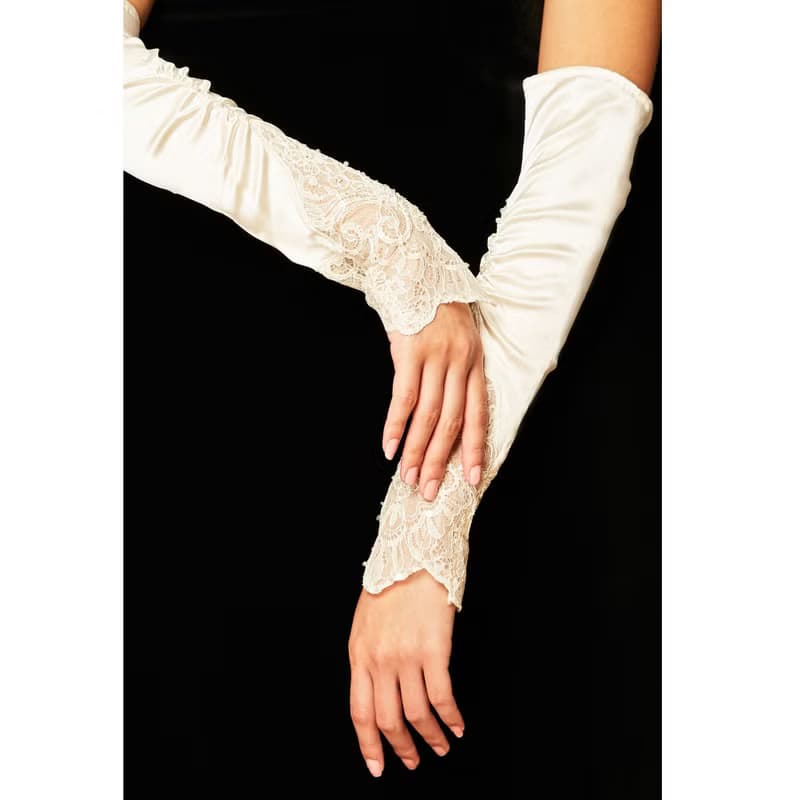 蕾絲綢緞珠繡手套