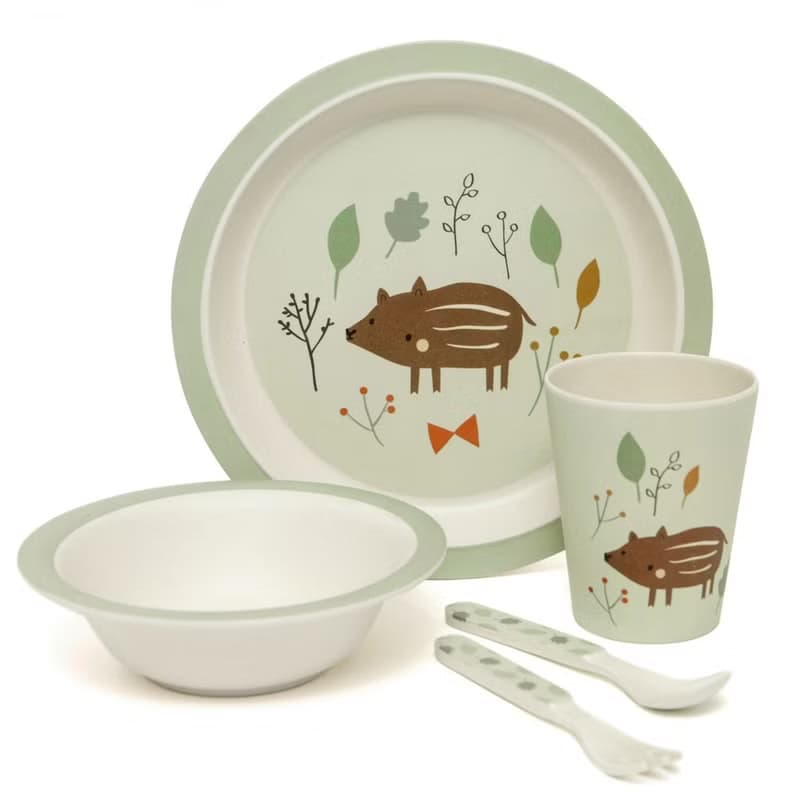 【絕版出清】荷蘭Petit Monkey 竹纖維叉匙組-小野豬