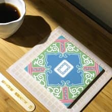 19麻將大三元 白板 花磚吸水杯墊 (台灣花籤#19)