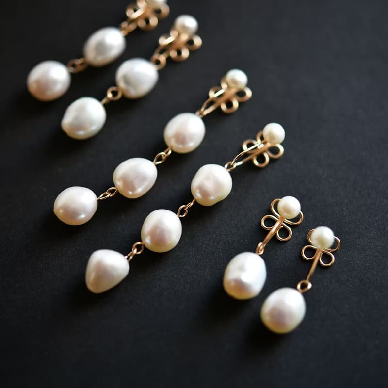 【RLL.S限定】 バロックパールとクローバー 本当に痛くない イヤリング 6月誕生石　3タイプ