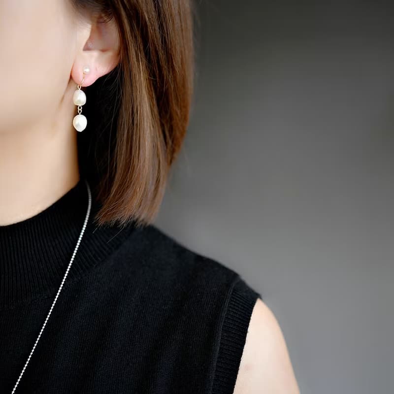 【RLL.S限定】 バロックパールとクローバー 本当に痛くない イヤリング 6月誕生石　3タイプ