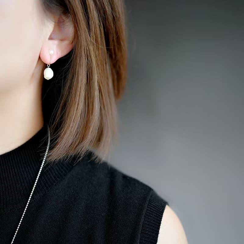 【RLL.S限定】 バロックパールとクローバー 本当に痛くない イヤリング 6月誕生石　3タイプ