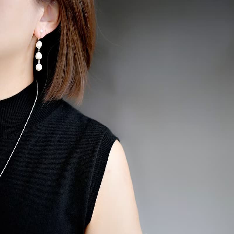 【RLL.S限定】 バロックパールとクローバー 本当に痛くない イヤリング 6月誕生石　3タイプ