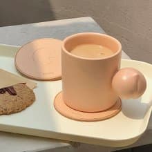 Stan&Co 手工咖啡杯250ml 蜜桃手柄陶瓷馬克杯 情侶對杯