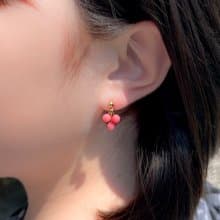 Pink Coral Non-piercing earrings 【gift box】
