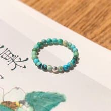 原創手工天然綠松石原礦串珠戒指s925銀生日禮物