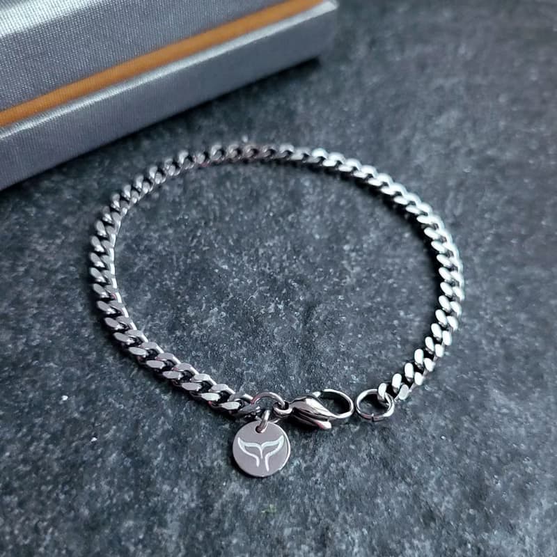 自信。4mm白鋼手鍊  中性手鍊 古巴手鍊