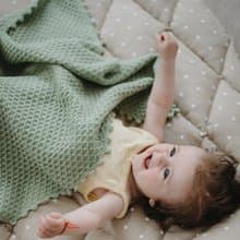Pistachios green soft knitted woolen blanket - alpaca and sheep wool baby blanke