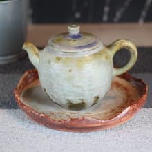 【送禮好物】220ml 柴燒重落灰 手拉坯茶壺 鶯歌葉敏祥作品