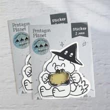 魔法帽與漫畫肉大貼紙 2入  行李箱貼紙 造型貼紙 /五角星球