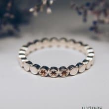 Three Citrines Unique Silver Promise Ring for Her Beaded Eternity Aesthetic