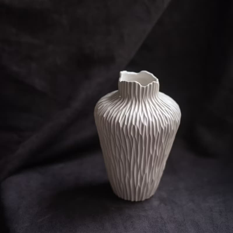 霧的原貌 割紋瓶 中 - 手作花器