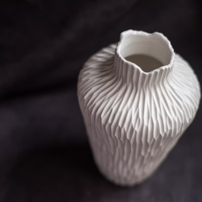 霧的原貌 割紋瓶 中 - 手作花器
