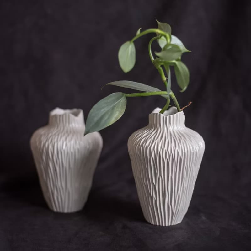 霧的原貌 割紋瓶 中 - 手作花器