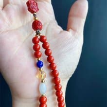 硃砂 保平安 福 五色線 手機鍊 辟邪聖物 翡翠 黃水晶 禮物