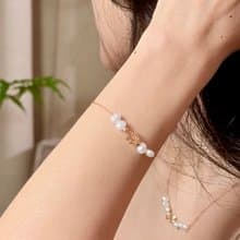 天然淡水珍珠/施奇水晶/14KGF造型手鍊 獨立原創 聖誕禮物 聖誕派