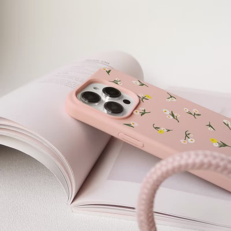 iPhone 17/16/15/14/13/12/SE3 迷人小圓花 二合一防摔背繩手機殼