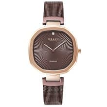 OBAKU 八角哲學淑女晶鑽腕錶-深咖X玫瑰金-V277LXVNMN-32mm