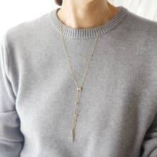 金属アレルギー対応〇サージカルステンレス〇ジルコニアのスライド式ロングネックレス　Y字ロング　ラリエット