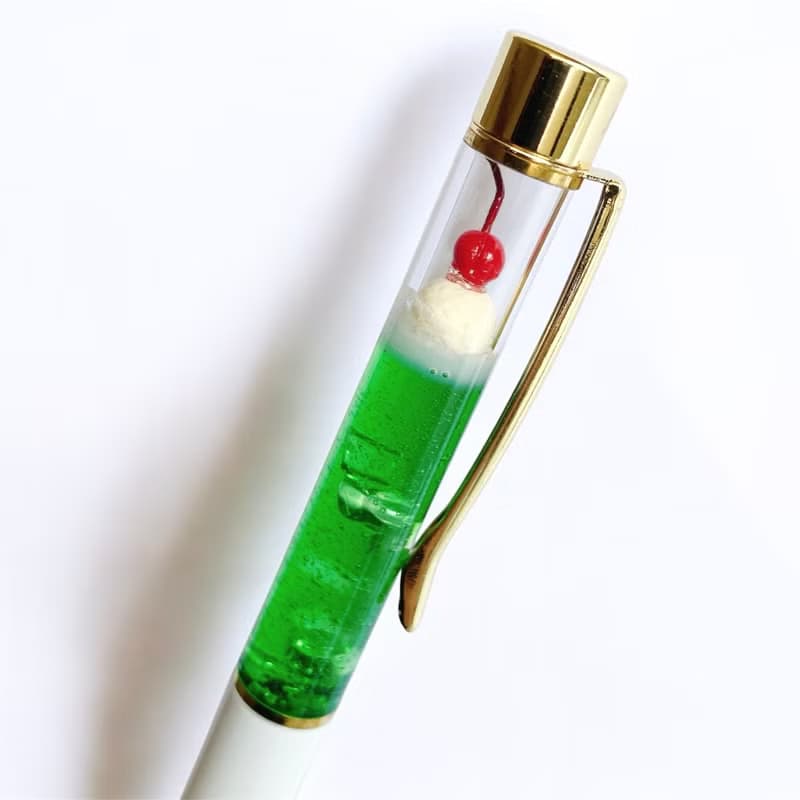 ballpoint pen / cream soda / melon soda float