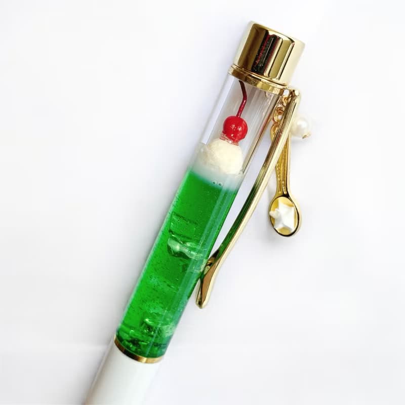 ballpoint pen / cream soda / melon soda float