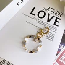 望星 灰月光拉長石 透石膏 黑曜石 白水晶 水晶天然石礦石鑰匙圈