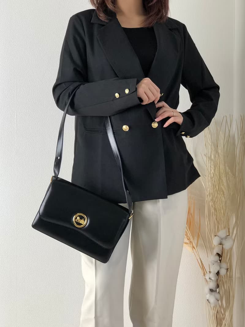 【 日本直送　名牌中古包 】CELINE セリーヌ ホースキャリッジ レザー ハンドバッグ 2WAY ショルダーバッグ ブラック vintage fditxc